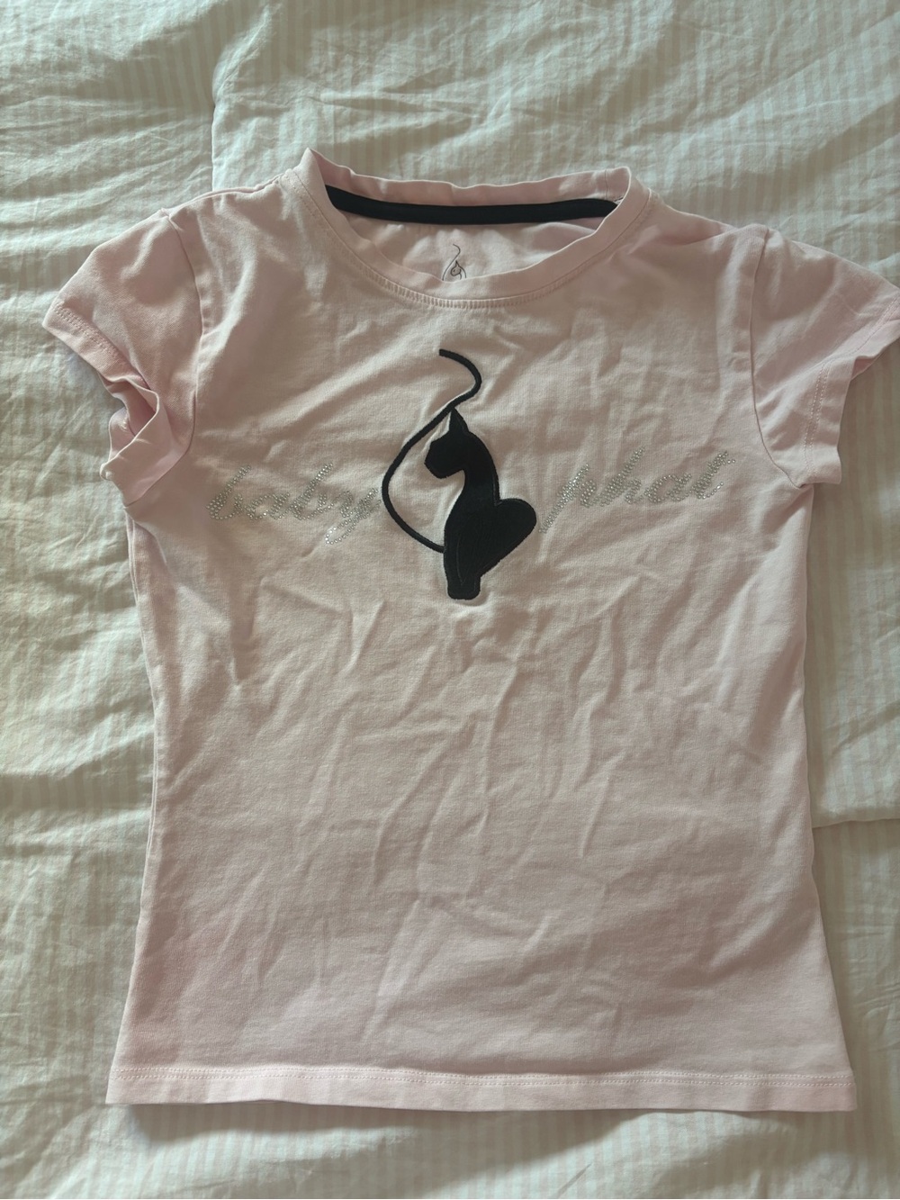 NWOT Y2K Baby Phat Rhinestone Pink and Black Women's Top